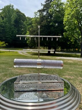 Silver Glitter Jewelry Organizer Stand